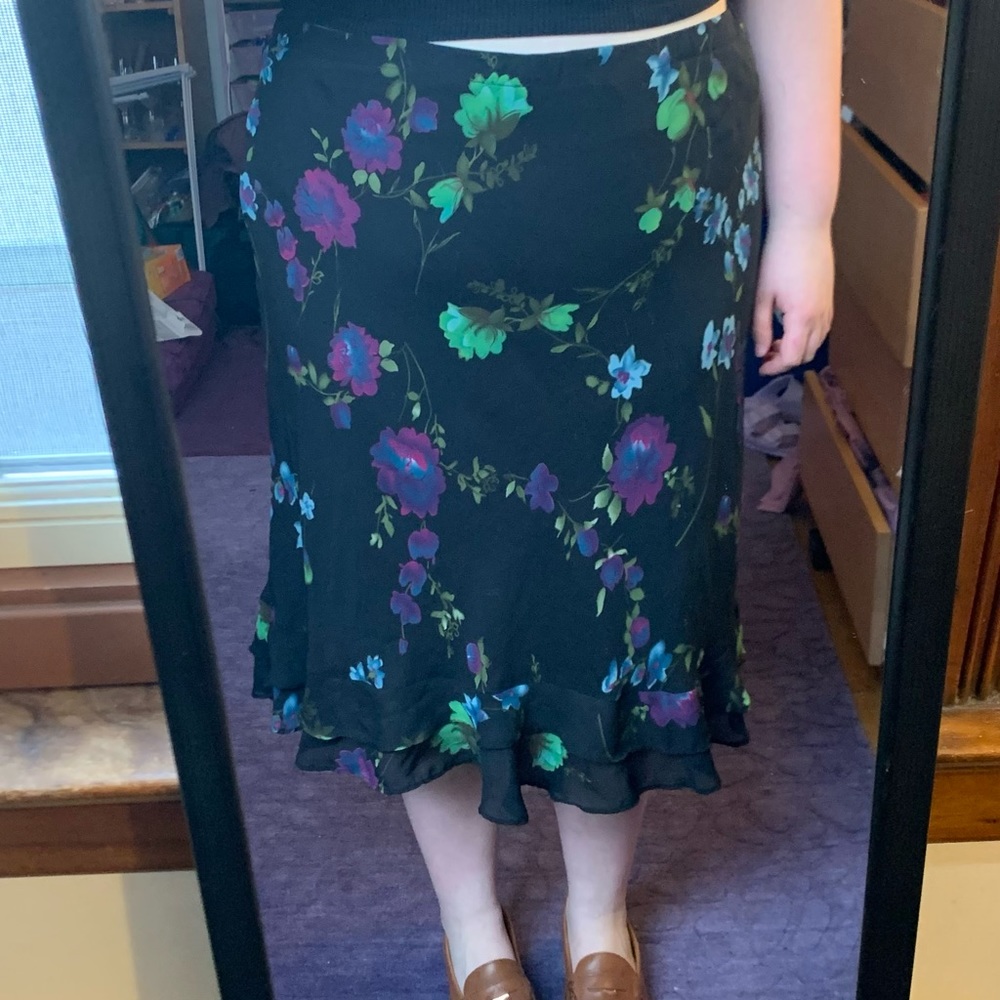 Vintage R&K tiered floral ruffled midi skirt size 16W